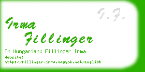 irma fillinger business card